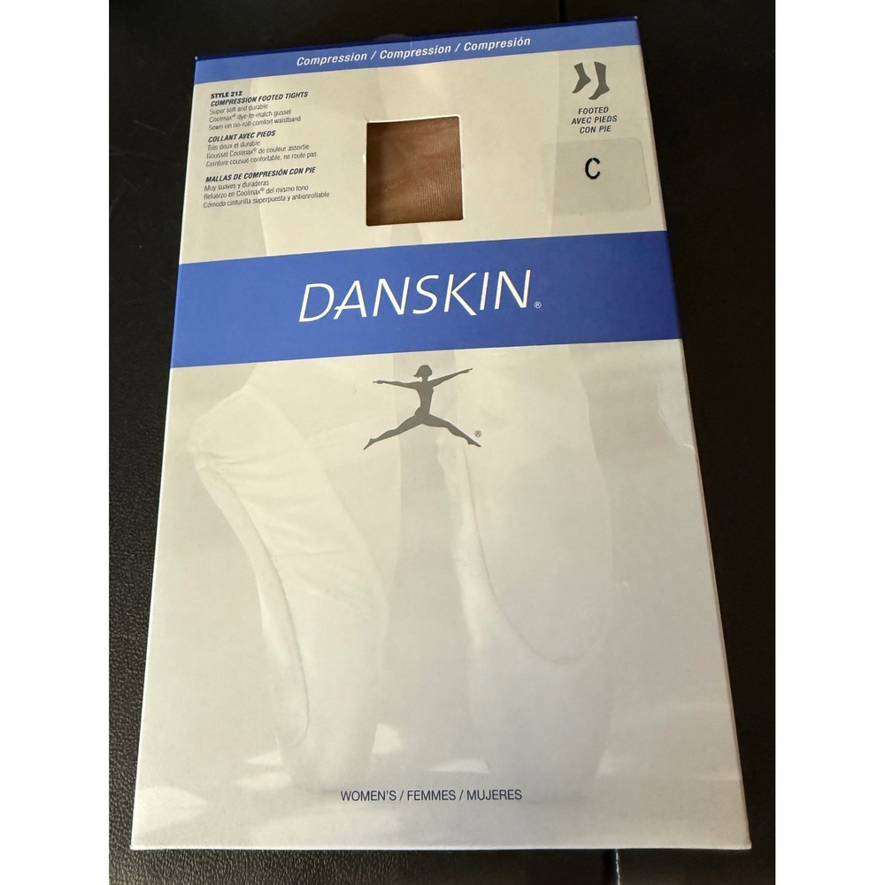 Danskin Size C Compression Footed Tights Lt Toast Style 212 Microfiber NEW